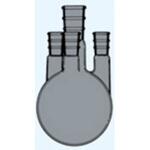 042-45380T 四頭フラスコ 側管角度15° 茶 042シリーズ 日本理化学器械(NRK)