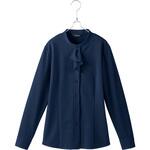 長袖スタンドカラーフリルブラウス アイトス