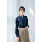 長袖スタンドカラーフリルブラウス アイトス