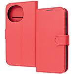 AQUOS sense10/sense9 / 耐衝撃 マグネットベルト シンプル 手帳型レザーケース / レッド レイ・アウト