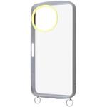 AQUOS sense10/sense9 / Puffull 耐衝撃 バンパー ストラップ金具付き ハイブリッドケース / グレー_ライトイエロー レイ・アウト