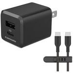 PD20W コンセントチャージャーC+A C to Cケーブル ブラック 多摩電子