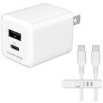 PD20W コンセントチャージャーC+A C to Cケーブル ホワイト 多摩電子