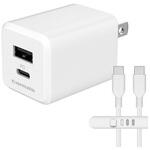 PD30W コンセントチャージャーC+A CtoCケーブル ホワイト 多摩電子