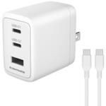 PD45W対応充電器CtoCケーブル付 ホワイト 多摩電子