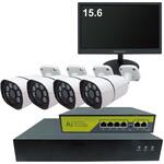 SEC-N-4K-16L-2T 800万画素PoEタイプNVR防犯カメラセット カメラ4台、16インチモニター、HDD2TB付き ブロードウォッチ
