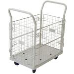 プラキャリーラック 金網付L小 フットブレーキ付 浅香工業