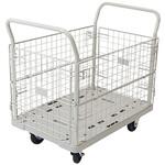 プラキャリーラック 金網付L大 フットブレーキ付 浅香工業