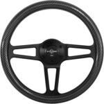 350mmステアリングホイール ブラックメッキアルミ合金スポーク カーボン調 ディープディッシュ60mm MAD MAX(マッドマックス)