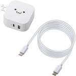 MPA-ACCP21WF スマホ充電器 AC充電器 USB×1ポート タイプC×1ポート Type-C ケーブル付属 1.5m 20W 高速 iPhone エレコム