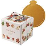 ケーキ箱 20-2325TM ホワイトサンタ4.5号 金台紙丸型付 ヤマニパッケージ ヤマニパッケージ