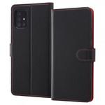 RT-GA51ELC1/BR Galaxy A51 5G 耐衝撃 手帳 シンプル マグネット/ブラック/レッド レイ・アウト