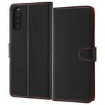 Xperia 10 III 耐衝撃 手帳 マグネット スリープ/ブラックレッド レイ・アウト