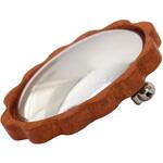 ウッドブローチ スカラップタイプ 銅板・ピン付き 日本紐釦貿易