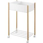 小物トレー付き下段が棚の収納ワゴン 2段 リン ナチュラル 山崎実業