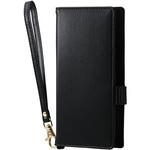 スマホケース 手帳型 多機種スマホ対応 汎用 自己吸着シート ハンドストラップ付き Lサイズ ソフトレザー エレコム