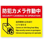【防犯カメラ作動中】多言語注意看板 アルミ複合板 グランド印刷