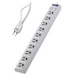 電源タップ 3ピン 10個口 マグネット 雷ガード 抜け止め コード側5口一括スイッチ オフィス 会議室 エレコム