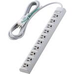 電源タップ 3ピン 10個口 マグネット 雷ガード 抜け止め 一括スイッチ 3ピン→2ピン変換アダプター付 エレコム