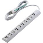 電源タップ 3ピン 10個口 マグネット 雷ガード 抜け止め 一括スイッチ 3ピン→2ピン変換アダプター付 エレコム