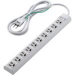 電源タップ 3ピン 10個口 マグネット 雷ガード 抜け止め 一括スイッチ オフィス 会議室 エレコム