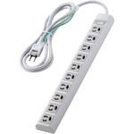 電源タップ 3ピン 10個口 マグネット 雷ガード 抜け止め 一括スイッチ オフィス 会議室 エレコム