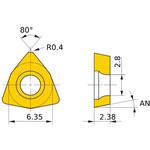 ステンレス鋼旋削加工用コーテッド超硬チップ MC/MP7100シリーズ 80°等辺不等角六角形ポジ MC7125 三菱