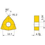 ステンレス鋼旋削加工用コーテッド超硬チップ MC/MP7100シリーズ 80°等辺不等角六角形ネガ MC6115 三菱