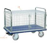 上蓋付き金網台車・観音扉型・フットブレーキ付き エヌケーキャリーキャスター
