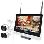 無線式 防犯カメラ、12インチディスプレイと標準赤外線カメラ 2台セット (Wi-Fi NVR) 16CHモデル 4TB搭載(HDD) 塚本無線