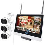 無線式 防犯カメラ、12インチディスプレイと標準赤外線カメラ 3台セット (Wi-Fi NVR) 16CHモデル 2TB搭載(HDD) 塚本無線