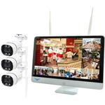 無線式 防犯カメラ、16インチディスプレイと標準赤外線カメラ 3台セット (Wi-Fi NVR) 16CHモデル 2TB搭載(HDD) 塚本無線