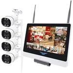 無線式 防犯カメラ、12インチディスプレイと標準赤外線カメラ 4台セット (Wi-Fi NVR) 16CHモデル 4TB搭載(HDD) 塚本無線