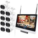 無線式 防犯カメラ、12インチディスプレイと標準赤外線カメラ 9台セット (Wi-Fi NVR) 16CHモデル 2TB搭載(HDD) 塚本無線