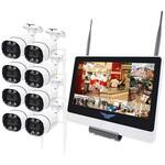 無線式 防犯カメラ、12インチディスプレイと標準赤外線カメラ 8台セット (Wi-Fi NVR) 16CHモデル 4TB搭載(HDD) 塚本無線