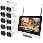 無線式 防犯カメラ、12インチディスプレイと標準赤外線カメラ 10台セット (Wi-Fi NVR) 16CHモデル 2TB搭載(HDD) 塚本無線