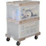 折りたたみコンテナ 50L (側面オープンタイプ) 専用フタ&台車付き 日東