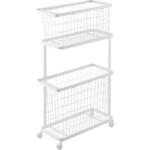 ランドリーワゴン+バスケット タワー スリム ホワイト 山崎実業