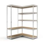 メタル&ウッドラック シェルフ5段(幅121)+ハンガーラック3段(幅81) 連結セット ドリームウェア