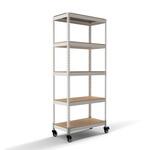 メタル&ウッドラック シェルフ5段(幅81) キャスター付 ドリームウェア
