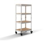 メタル&ウッドラック シェルフ4段(幅61) キャスター付 ドリームウェア