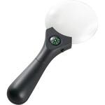 LEDライト付ハンドルーペ 拡大鏡 90mm 3倍 サブ4.5倍 オーム電機