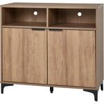 木目調 アイアン キャビネット【 選べる2サイズ 幅90cm / 120cm 】 リビング 扉付き サイドボード 収納棚 ジャパンディ モダン A4対応 萩原