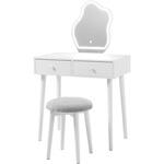 ウェーブミラー ドレッサー LEDライト付き スツール付き コンパクト 韓国インテリア 鏡 一面鏡 化粧台 萩原