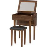 ドレッサーセット 選べるLEDライト付き/なし 幅50cm スツール付き コンセント付き 一面鏡 萩原