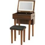 ドレッサーセット 選べるLEDライト付き/なし 幅50cm スツール付き コンセント付き 一面鏡 萩原