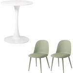 ダイニング3点セット 丸型 円形【 選べる組み合わせ 18通り 】PP クッション付きチェア スチール シンプル おしゃれ チューリップテーブル ラッパ脚 2人用 シンプル 萩原