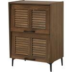 フラップ & ルーバー扉 シューズボックス 幅61cm 【 2扉タイプ 】 靴箱 可動棚 大容量 おしゃれ 省スペース 高通気性 萩原