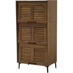 フラップ & ルーバー扉 シューズボックス 幅61cm 【 3扉タイプ 】 靴箱 可動棚 大容量 おしゃれ 省スペース 高通気性 萩原