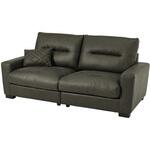 レザー調 ソファ 幅180cm 【 クッション付き 】 3人掛け 分割式 肘付き モダン アメリカン 萩原